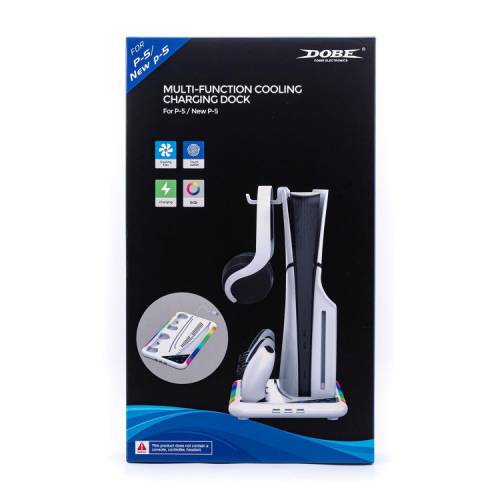 پایه خنک کننده و شارژر چندکاره پلی استیشن 5 دابی مدل DOBE MULTI-FUNCTION COOLING CHARGING DOCK