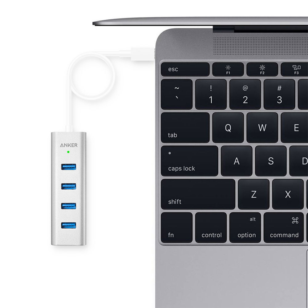 هاب USB انکر آلومینیومی با ۴ درگاه USB-C To 4-Port USB 3.0